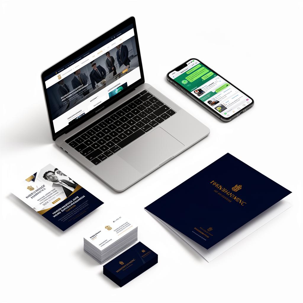 Branding, website, WhatsApp Business and stationery mockup